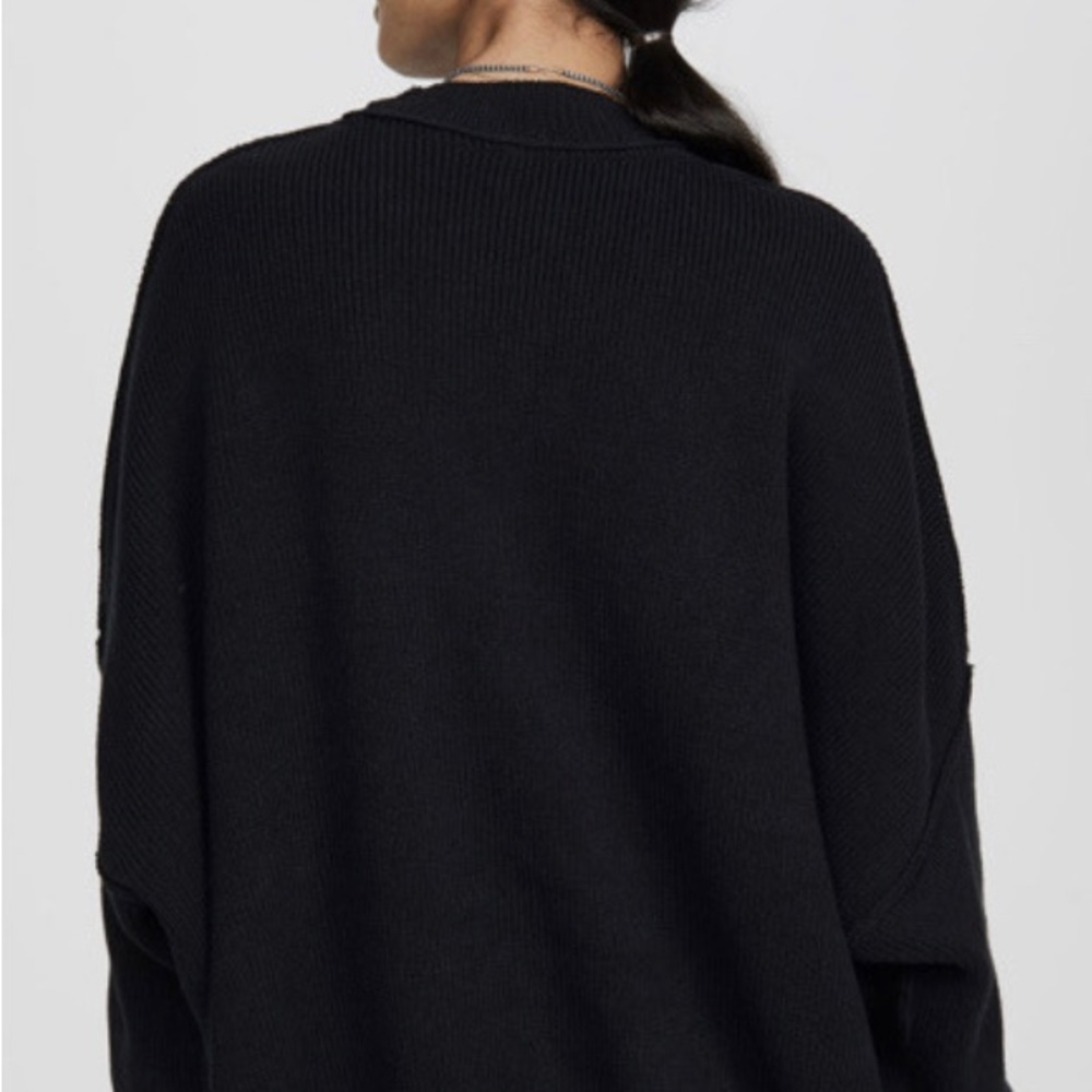 Free People Black Oversized Ribbed Crewneck Sweater - Picture 2 of 5